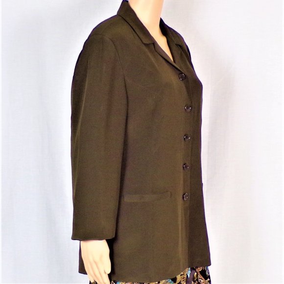 DUE PER DUE size 14 Jrs. brown 100% silk blazer - Picture 4 of 13